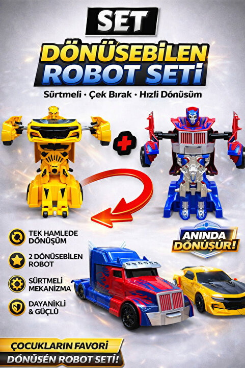 YILDIRIM OYUNCAK Transformers Tıra ve Arabaya Dönüşen Çek Bırak Robot Oyuncak Araba