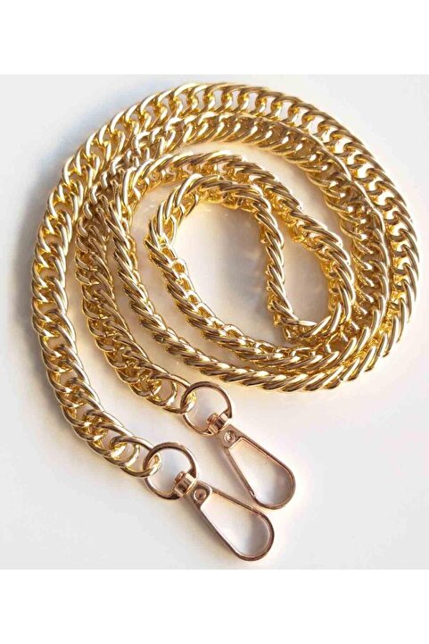 angel çanta aksesuar Çift Halkalı Light Gold Çanta Zinciri Kancalı (120 Cm)