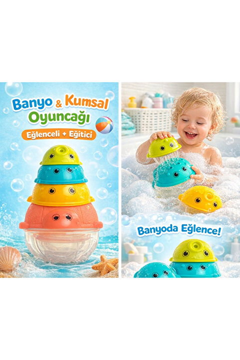 babysch Kaplumbağa Banyo & Plaj Oyuncağı 4 Parça Dizilebilir Set
