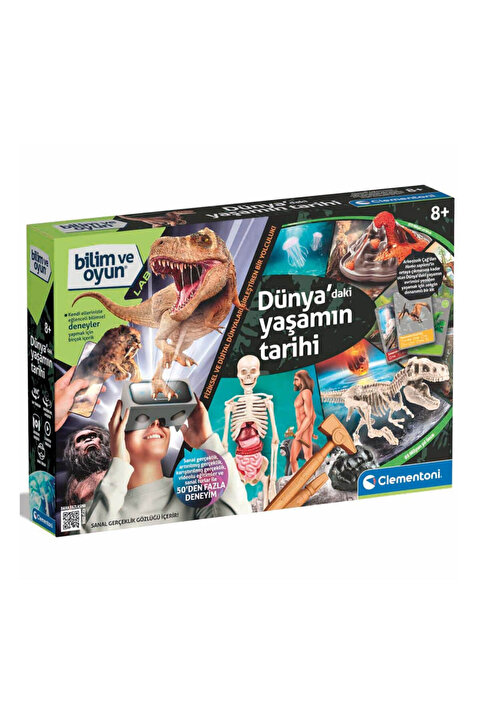 Clementoni Bilim ve Oyun Dünyadaki Yaşamın Tarihi VR Gözlük Dahil STEM Eğitici Bilim Deney Seti +8 Yaş