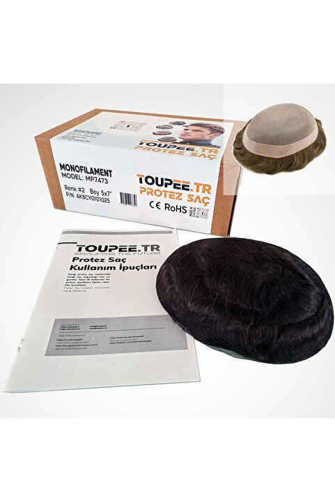 TOUPEE .tr MP7473 Monofilament Erkekler İçin Protez Saç, %130 Yoğunluklu Remy İnsan Saçı