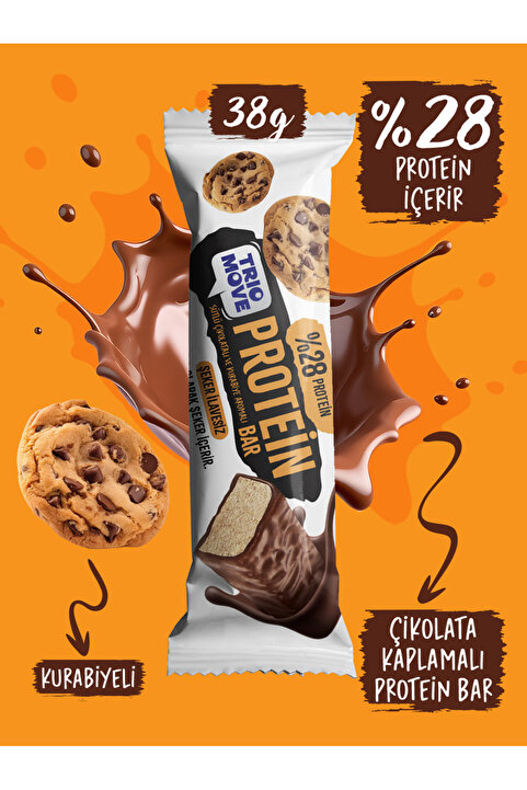 TrioMove 38 gram Protein Bar - Kurabiyeli %28 Protein, 38g x 9 Adet Trio Move