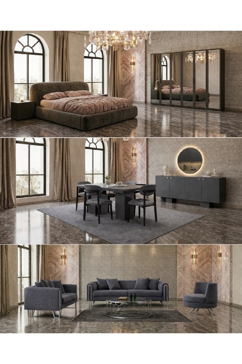 inegölmobilyası Merlin Düğün Paketi Takımı %100 MDF & Baza Hediyeli
