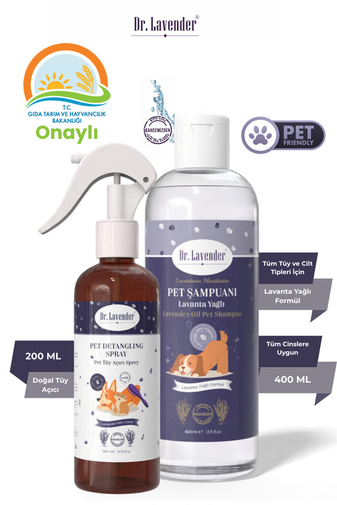 Dr.Lavender Lavanta Yağlı Köpek Şampuanı & Pet Tüy Açıcı Topaklanma ve Dökülme Önleyici Bakım Sprey