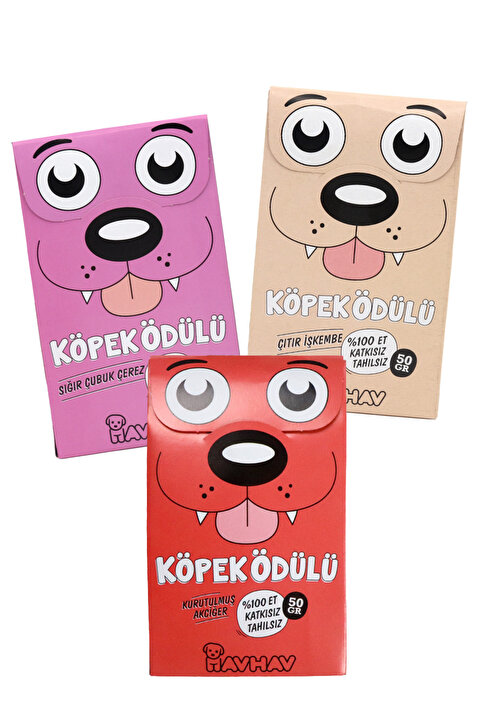 Havhav Köpek Ödül Maması Seti 3x50 Gram Doğal Katkısız Kurutulmuş Et (Koruyucu Yok)
