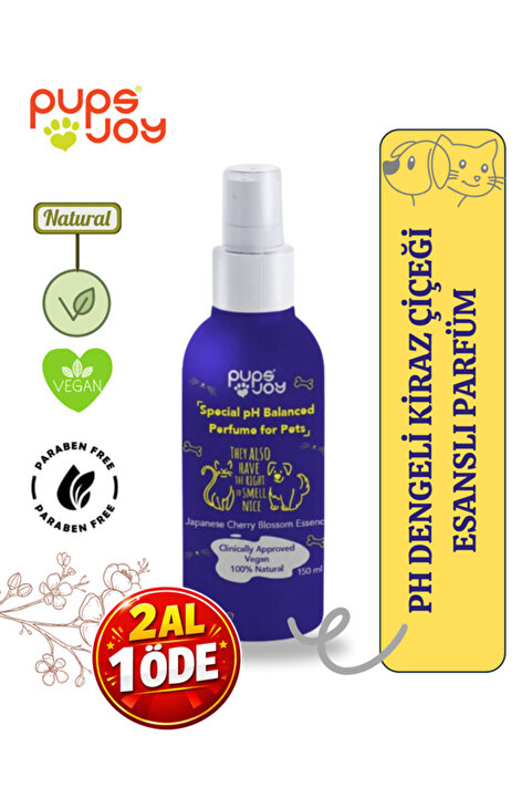 pupsjoy Kedi ve Köpek Parfümü – Tüyleri İçin - pH Dengeli - Japon Kiraz Çiçeği Esanslı - 150 ml