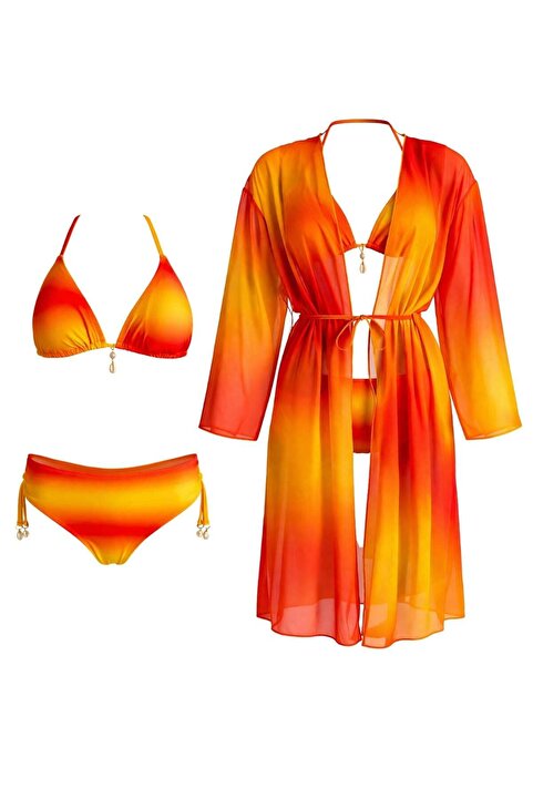 SAILOR moda Kaftan Pareolu Üçgen Brezilyan Kesim Bikini Takım