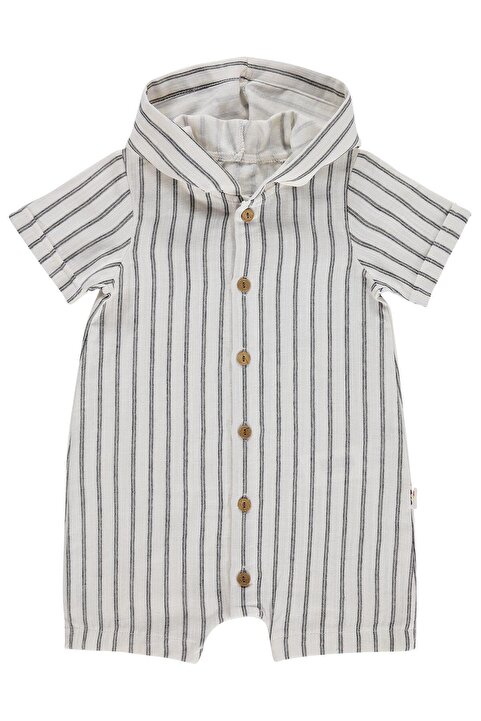 Civil Baby Çizgili Kapüşonlu 6-18 Ay Tulum - Lacivert 9-12 Ay