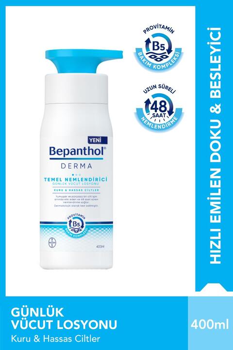 Bepanthol Derma Temel Nemlendirici Losyon 400 Ml Kuru, Hassas Ciltler, Günlük Yoğun Nemlendirici