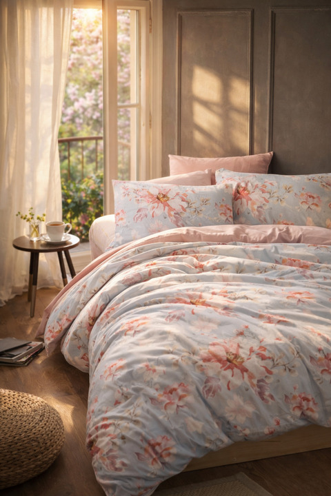 MyStory Home Lastikli Çarşaflı Çift Kişilik Nevresim Takımı Rose