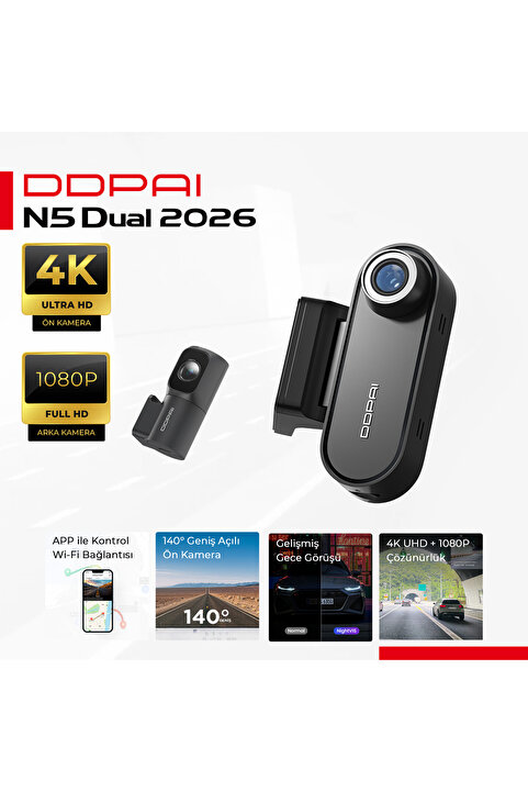 DDPAI N5 Dual Araç Kamerası Ön Arka Kamera 4K Kayıt WiFi GPS
