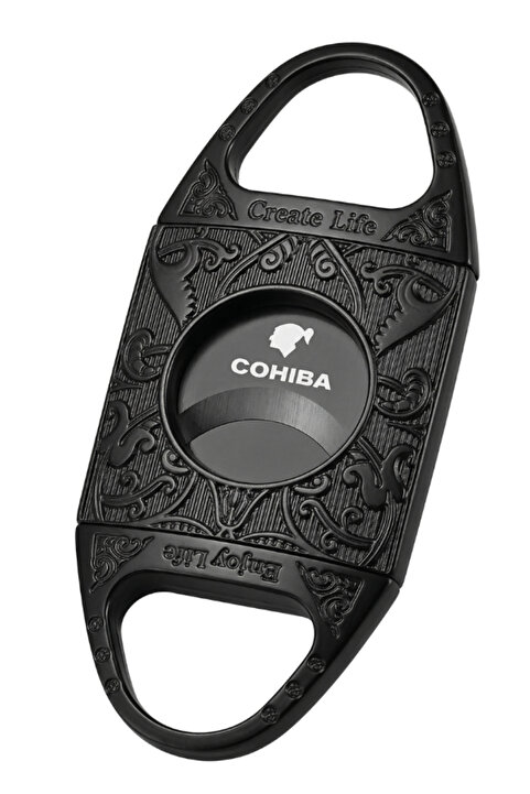 COHİBA Siyah Desenli Metal Puro Makası Kesici