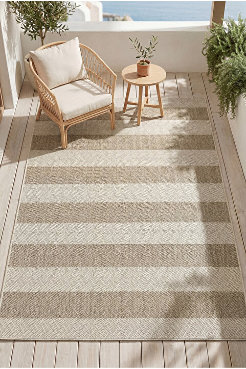 venucci home & living Larin Modern Sisal Jüt Toz Vermez Balkon Bahçe Mutfak Kilimi