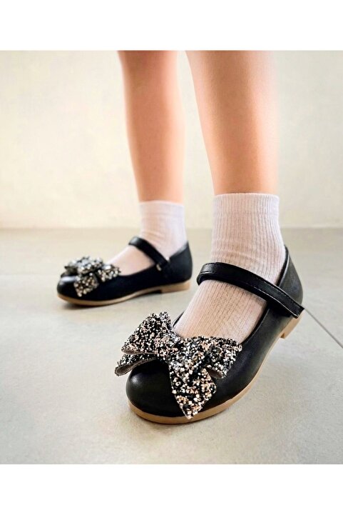 Surpie Shoes Kız Çocuk Ortopedik Pullu Fiyonk Detaylı Babet, Çocuk Ortopedik Babet