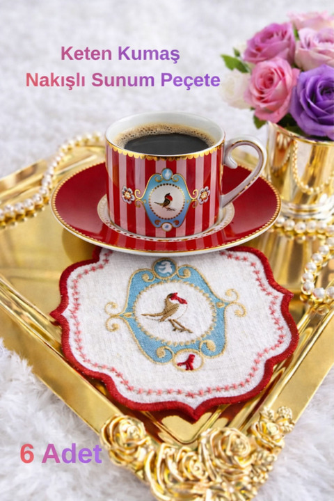 AuraStile Sunum Peçete Kokteyl Peçete Kahve Yanı Sunum Peçete Mendil Love Birds Pip Studio Model
