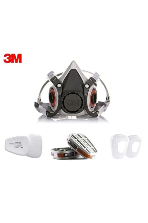 3M 6200 Yarım Yüz Maskesi + 6059 Abek Filtre + 5925 P2 Filtre +k501 Kapak