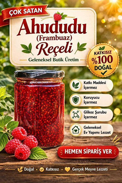 Yeşil Düzce Ahududu Frambuaz Reçeli 750 gr %75 Meyve Raspberry Jam Glikoz Fruktoz İçermez