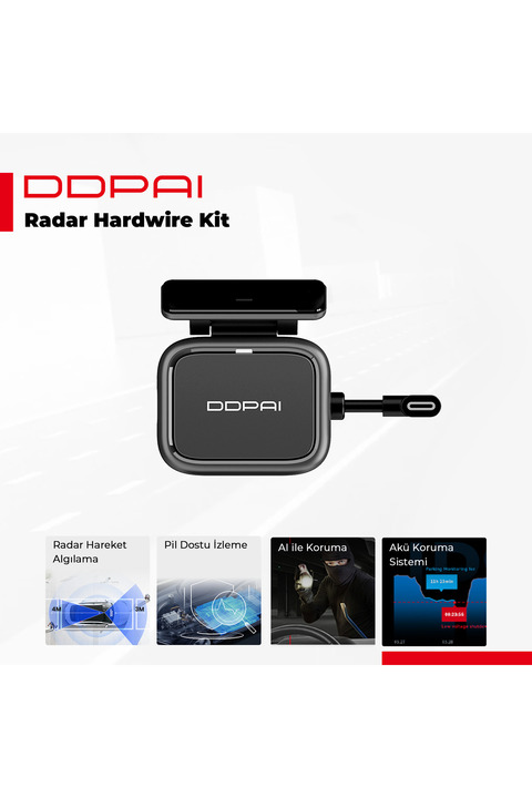 DDPAI N5 Dual Araç Içi Kamera Radar Modülü Kablolu kit
