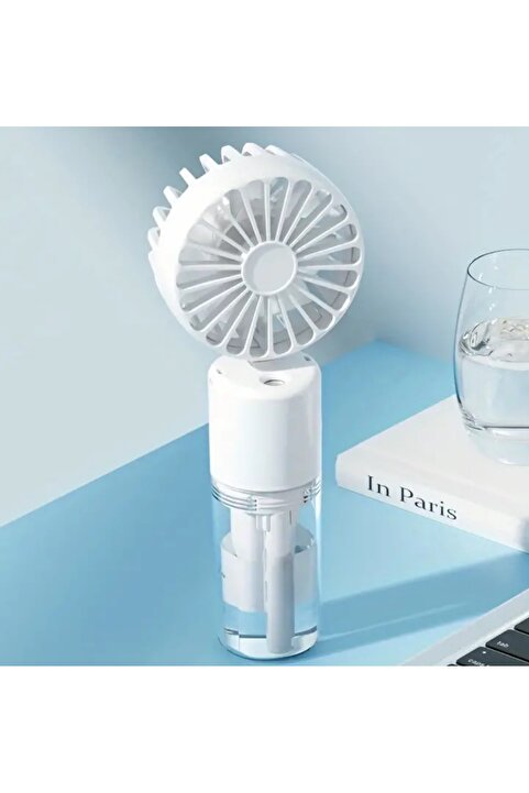 JUNGLEE Mor Mini Fan Şarjlı El Fanı Su Püskürtmeli Mini Klima Fan Vantilatör