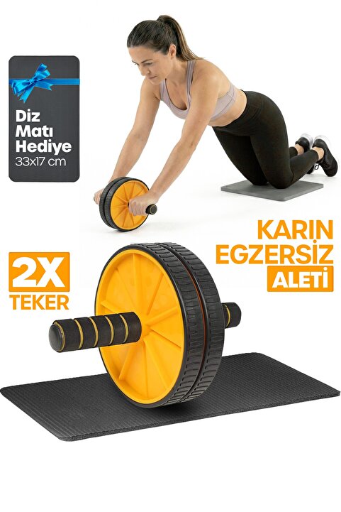 Telvesse Fitness Karın Egzersiz Aleti Ab Roller 2X Tekerlekli Mekik Evde Spor Kas Yapma Aleti S309