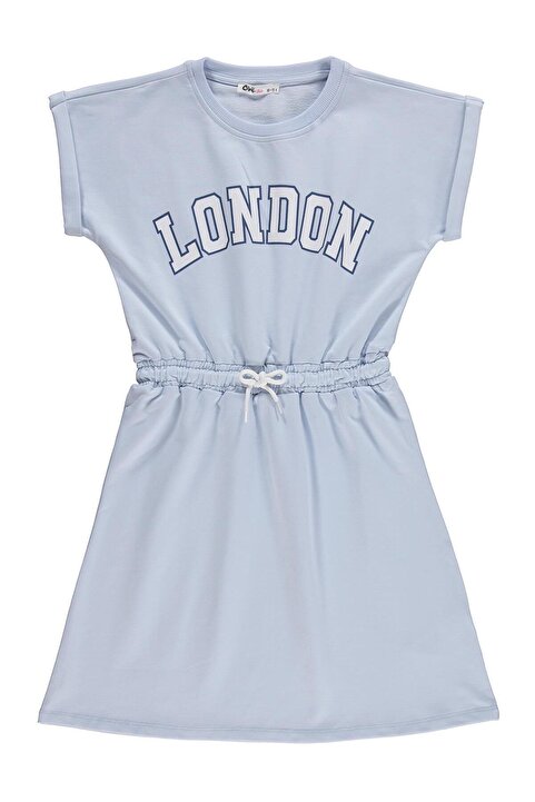 Civil London Baskılı 10-13 Yaş Elbise - Mavi