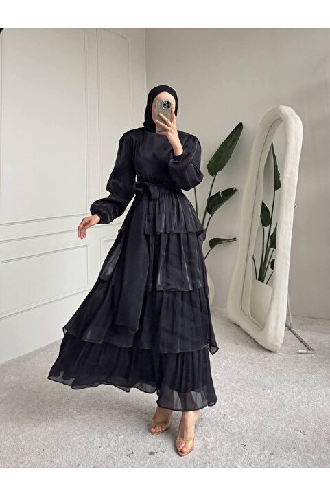 Gülsoy YENİ SEZON KAT KAT ELBİSE JAN JAN ŞİFON ASTARLI
