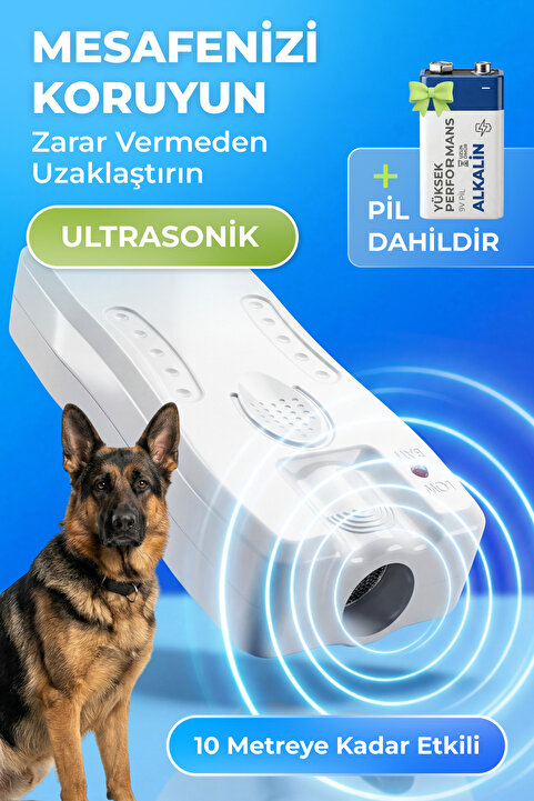 TEKNOPEST Ultrasonik Kedi Köpek Kovucu Cihaz - 10 Mt Etkili Taşınabilir El Tipi Pil Dahil Hayvan Uzaklaştırıcı