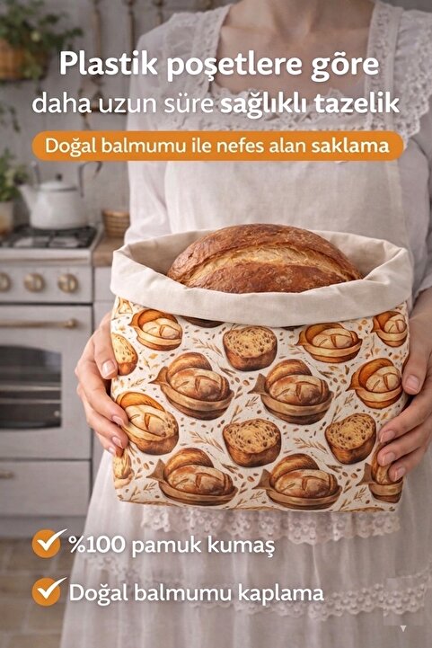 Genel Markalar Balmumlu Ekmek Saklama Torbası 40x40 cm Büyük Boy – Daha Uzun Süre Doğal Tazelik