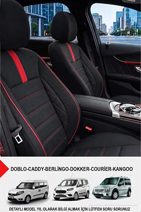 GM-DESIGN Oniks Kırmızı Tay Tüyü Ticari Oto Koltuk Kılıfı(DOBLO-CADDY-BERLİNGO-DOKKER-COURİER UYUMLU)