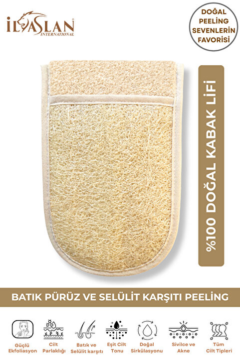 ilaslan international %100 Doğal Kabak Eldiven Kese Peeling Cilt Arındırma Siyah Nokta & Ölü Deri Karşıtı Tüm Cilt Tipleri