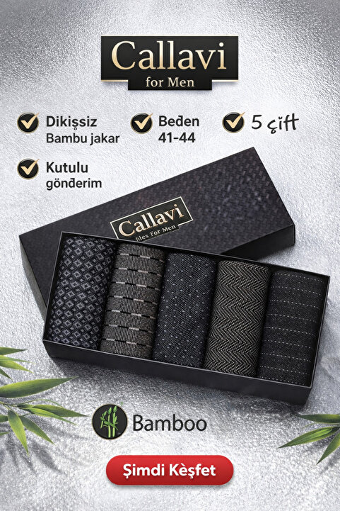 CALLAVI Dikişsiz Bambu Jakarlı Erkek Kutulu 5 Çift