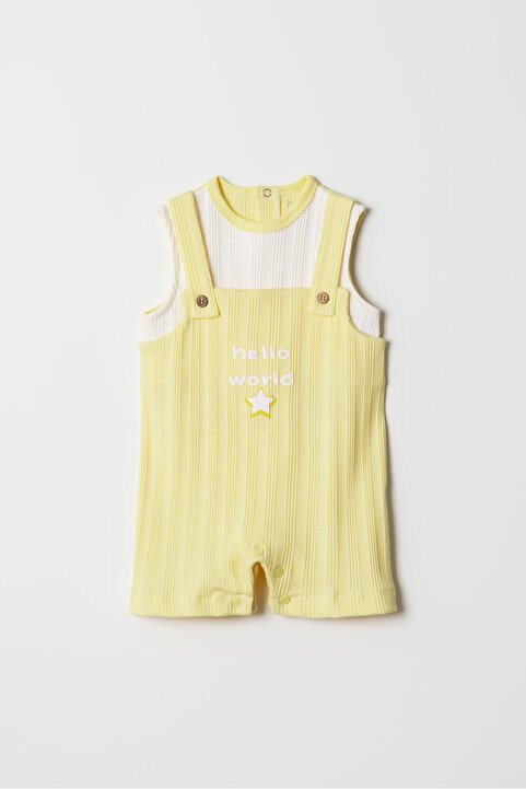 HAFY BABY Hello World Nakışlı Salopet Tulum