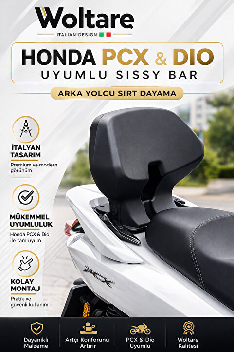 Woltare Honda PCX & Dio Uyumlu Sissy Bar Arka Yolcu Sırt Dayama