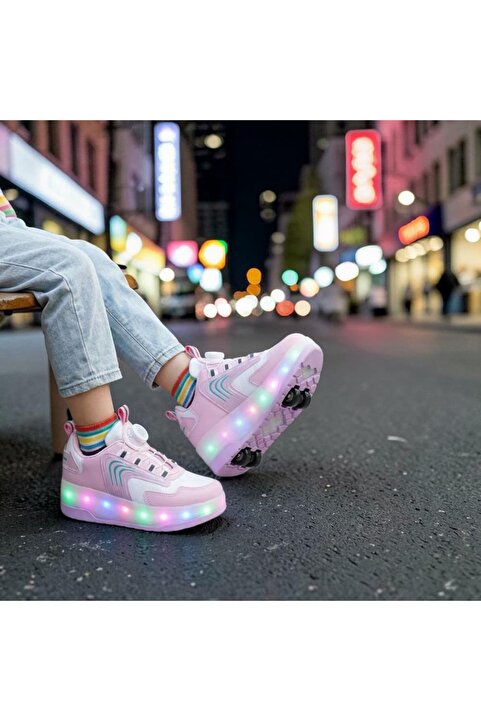 Ayakx Spor Patenli Tekerlekli Işıklı Çocuk Spor Sneakers Ortopedik Ayakkabı Kaykay 4 tekerlekli spor