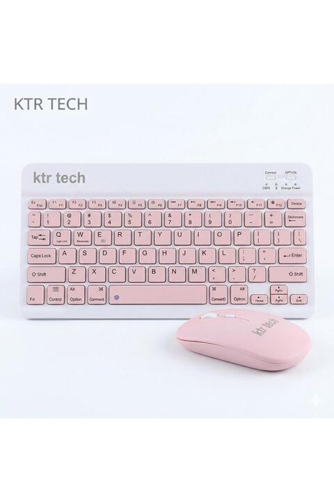 KTR TECH Kablosuz Klavye Mouse Seti Telefon Tablet ve PC Uyumlu Bluetooth Sessiz Slim Tasarım