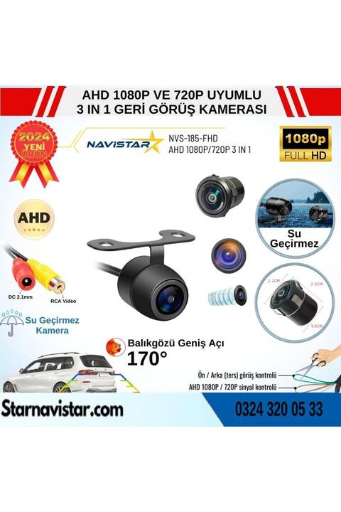 Navistar 170 Derece Balıkgözü Kelebek AHD 1080P 720P Uyumlu Geniş Açılı Geri Görüş Kamerası