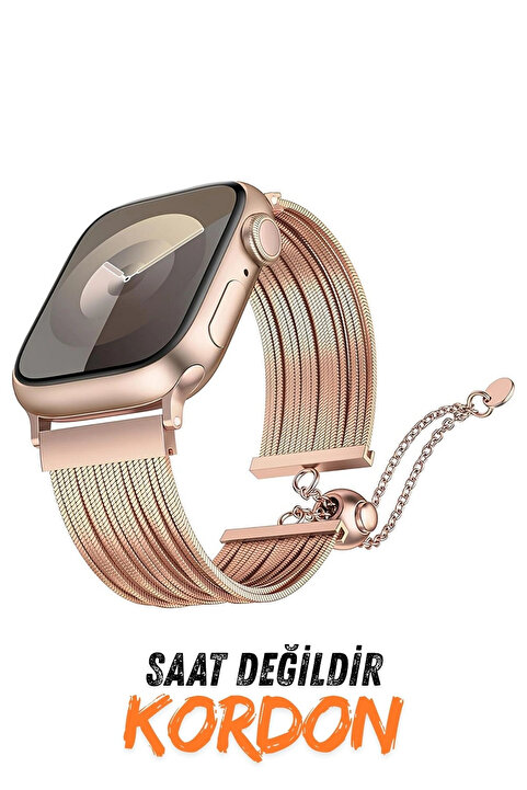 Redclick Apple Watch 10 11 46mm KRD-137 Metal Hasır Bilezik Kadın Kordon