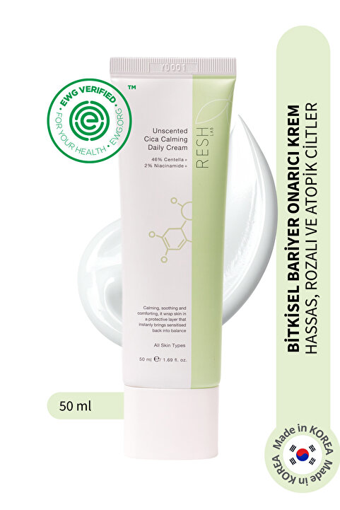 RESH LAB Unscented Cica Calming Daily Cream - Bariyer Onarıcı Nemlendirici Krem 50ml