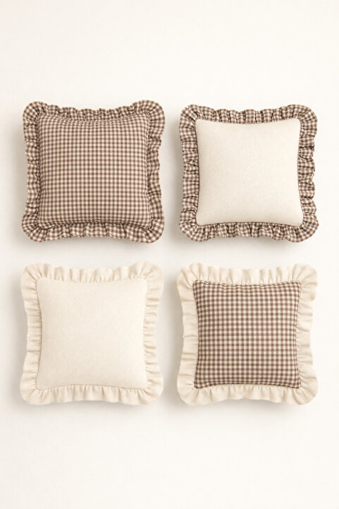 Mirilliahome 4’lü Pötikare Keten Kırlent Kılıfı Seti – 43x43 cm Dekoratif Yastık Kılıfı