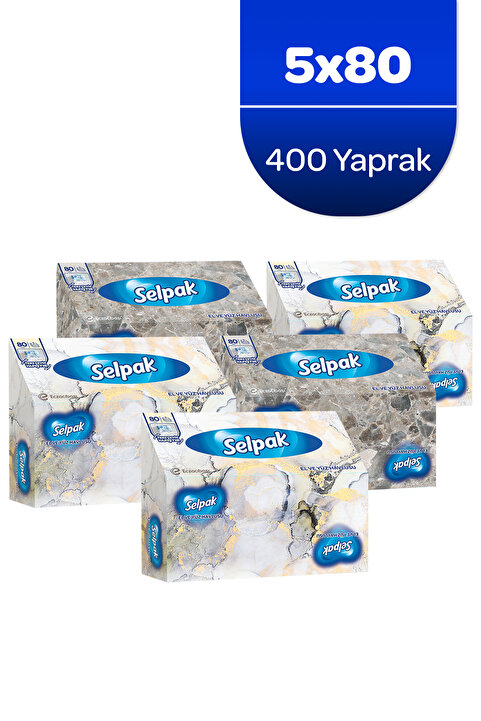 Selpak El Ve Yüz Havlusu Kutulu Mermer Desen 5*80 Yaprak