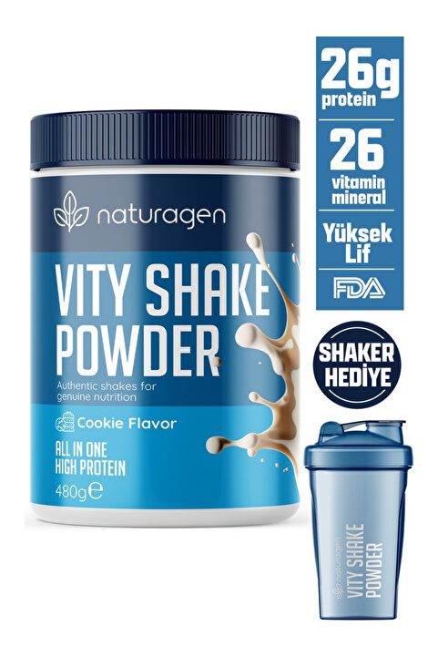 Naturagen Vity Shake Powder Cookie Lovers 480 g | Yüksek Proteinli Öğün Tozu | All-in-one High Protein