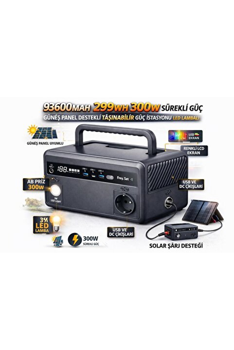 ATLT ATLANTİS 93.600MAH TAŞINABİLİR GÜÇ İSTASYONU 299WH 300W SÜREKLİ GÜÇ GÜNEŞ PANELLİ DESTEKLİ LED LAMBA