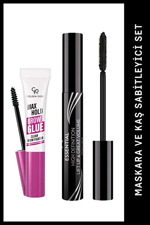 Golden Rose Max Hold Brow Glue - Şeffaf Kaş Sabitleyici & Essential High Definition Mascara Set