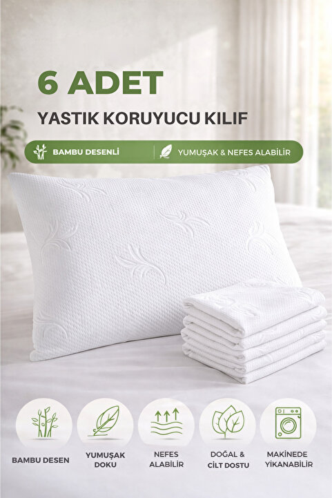 Bella Benita Formeya Fermuarlı 6 Adet Beyaz Yastık Koruyucu Alez