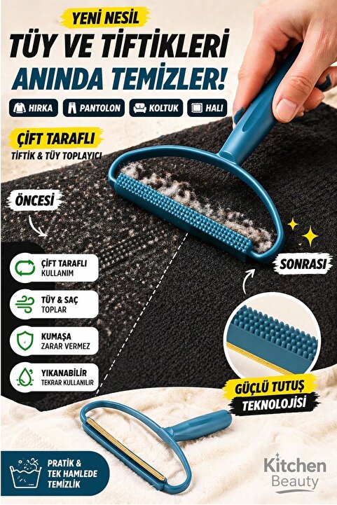 Kitchen Beauty Çift Taraflı Elbise Tiftik Ve Tüy Toparlayıcı Kazak Hırka Halı Plastik Kumaş Tüy Alma
