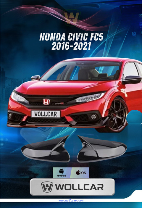 Genel Markalar Honda Civic Fc5 Yarasa Ayna Kapağı Batman Piano Black Parlak Siyah