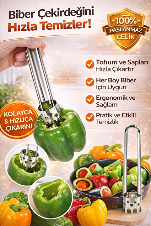 AYGÖREN HOME Dolma Biber Ve Kabak Oyacağı Paslanmaz Metal
