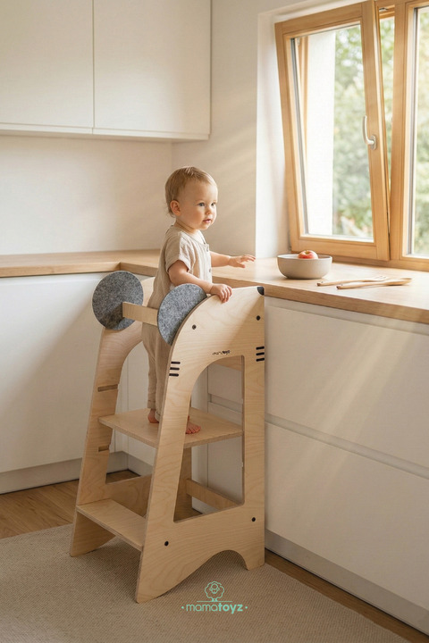 MAMATOYZ Ahşap Öğrenme Kulesi - Fare - Mouse Learning Tower - Doğal Ahşap
