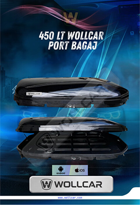 WOLLCAR Siyah Parlak Port Bagaj - Tabut Bagaj 450 litre