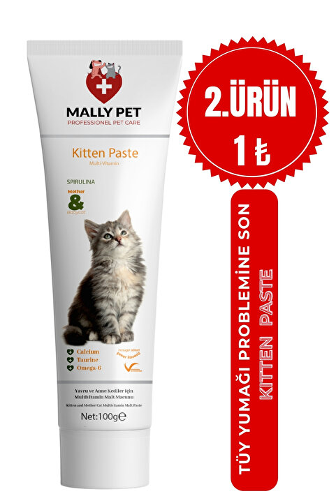 MALLY PET PROFESSIONEL PET CARE Kitten Paste – Yavru Kediler İçin Multivitamin Takviyesi, Enerji ve Büyüme Desteği 100 g
